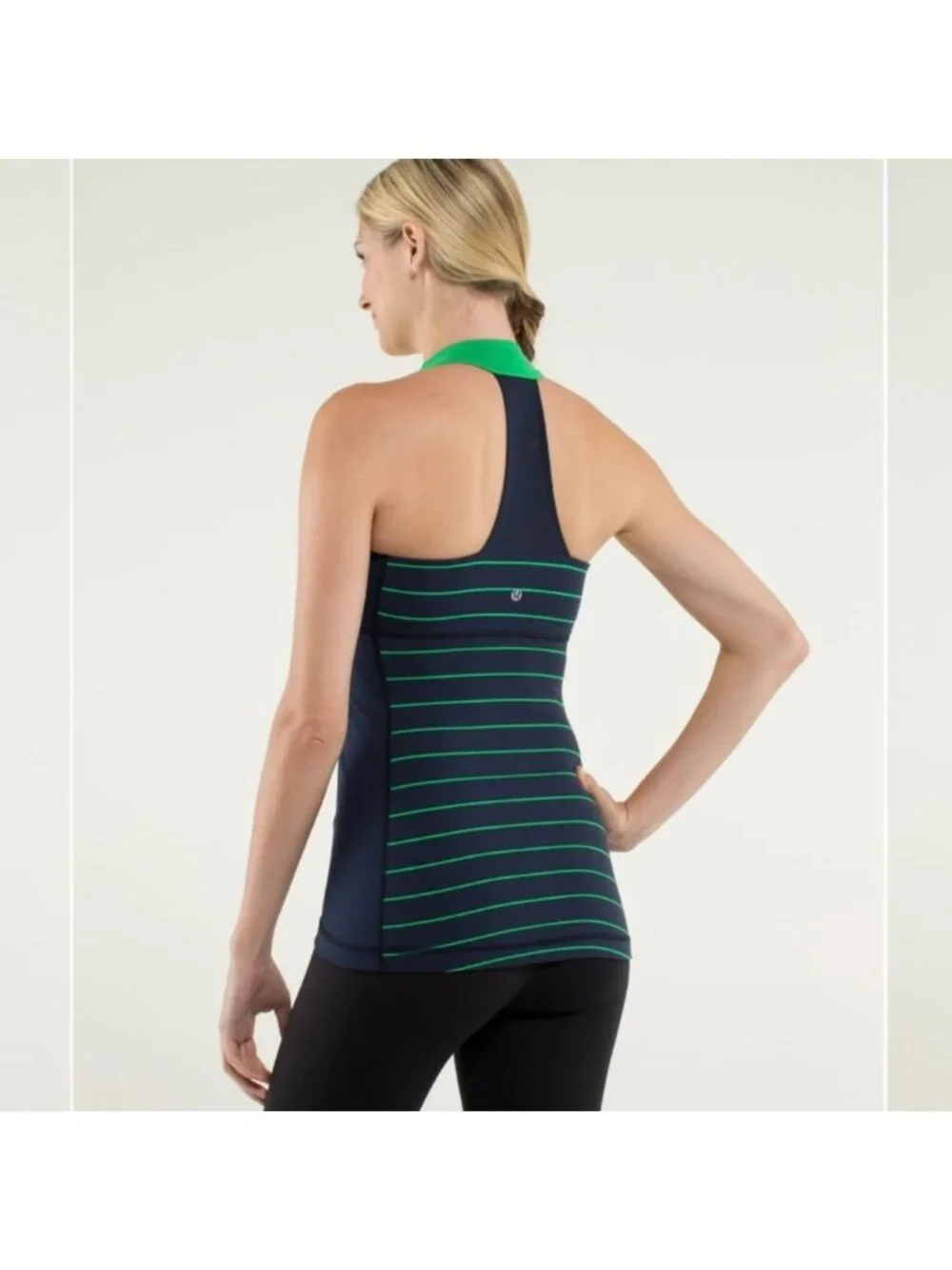 Lululemon Scoop Neck Tank *Luon Light Slalom Stripe Inkwell /Green Bean/ Inkwell